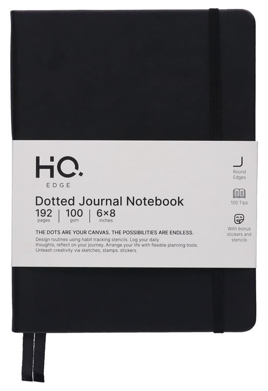 PU Leather Bullet Journal – Dotted Notebook 6x8” | 192 Pages, 100 GSM Thick Paper,Premium A5 Journal for Writing, Planning & Creativity – Black