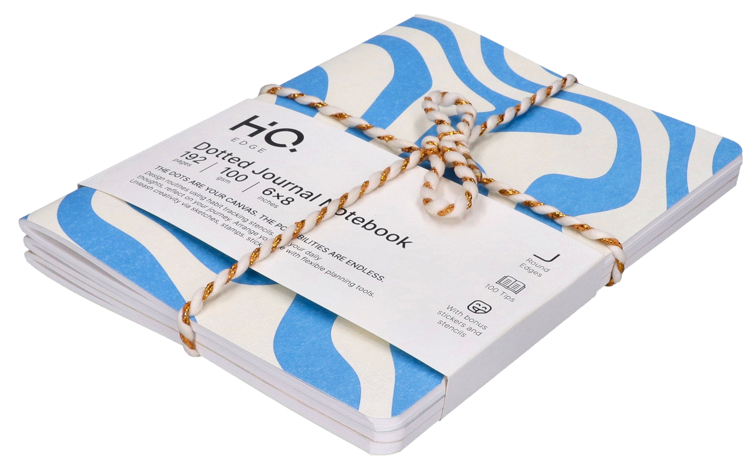 Textured Paper Journal (3-Pack) – 6x8” Fabric-Covered Notebook, 60 Lined Sheets, Lay-Flat Design with Rounded Edges, Includes Stickers & Stencils