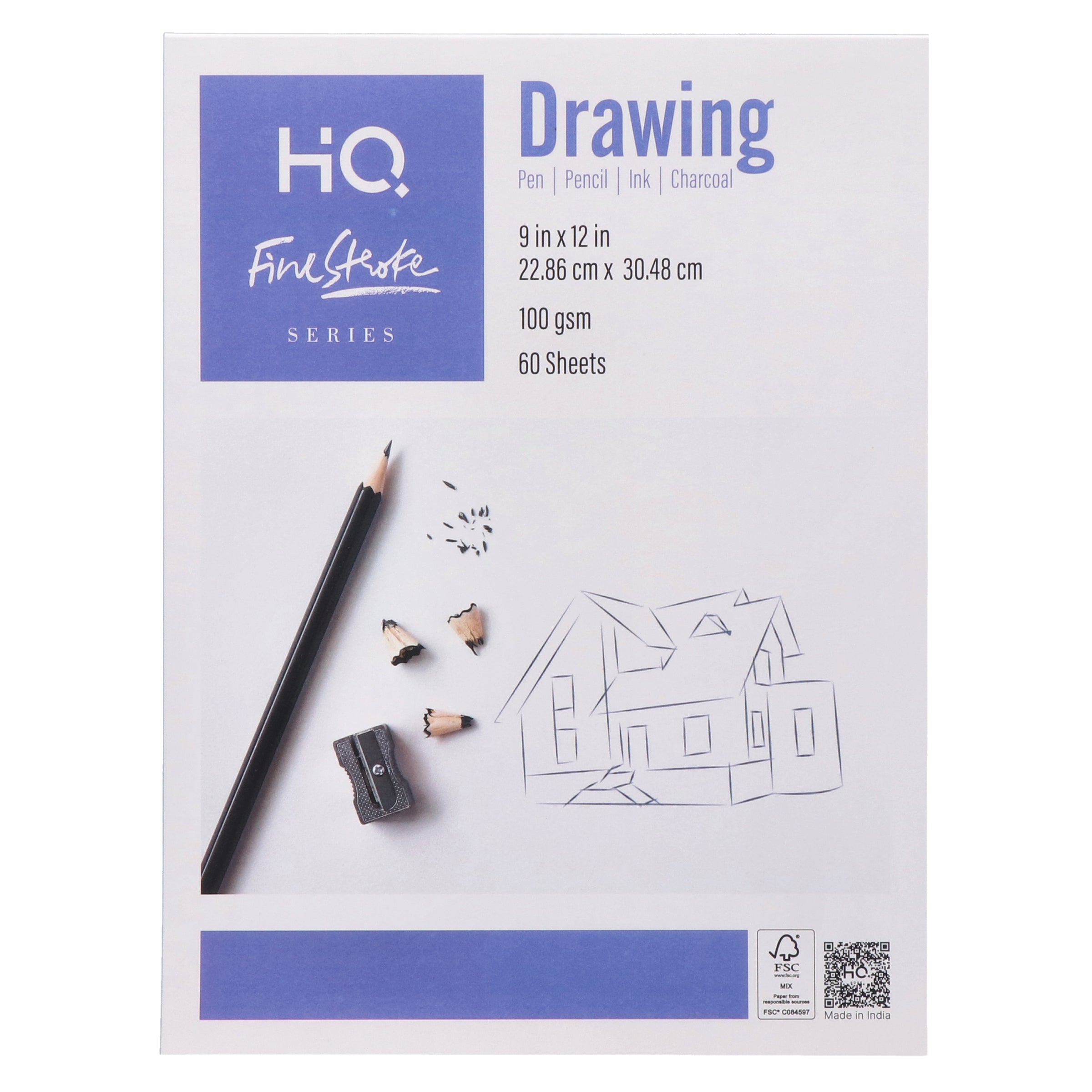 Drawing Sketch Pad | 8.26x11.69 Inch, 60 Sheets, 100 GSM | Suitable for Pen, Pencil, Ink & Charcoal | Ideal for Artists & Students