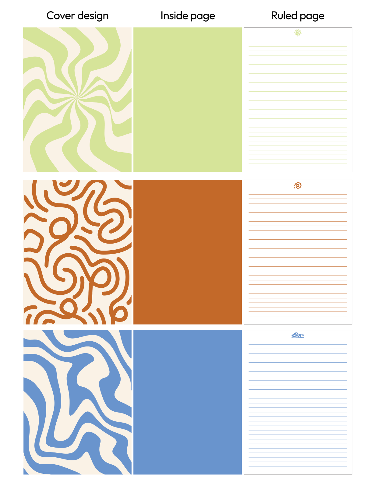 Textured Paper Journal (3-Pack) – 6x8” Fabric-Covered Notebook, 60 Lined Sheets, Lay-Flat Design with Rounded Edges, Includes Stickers & Stencils