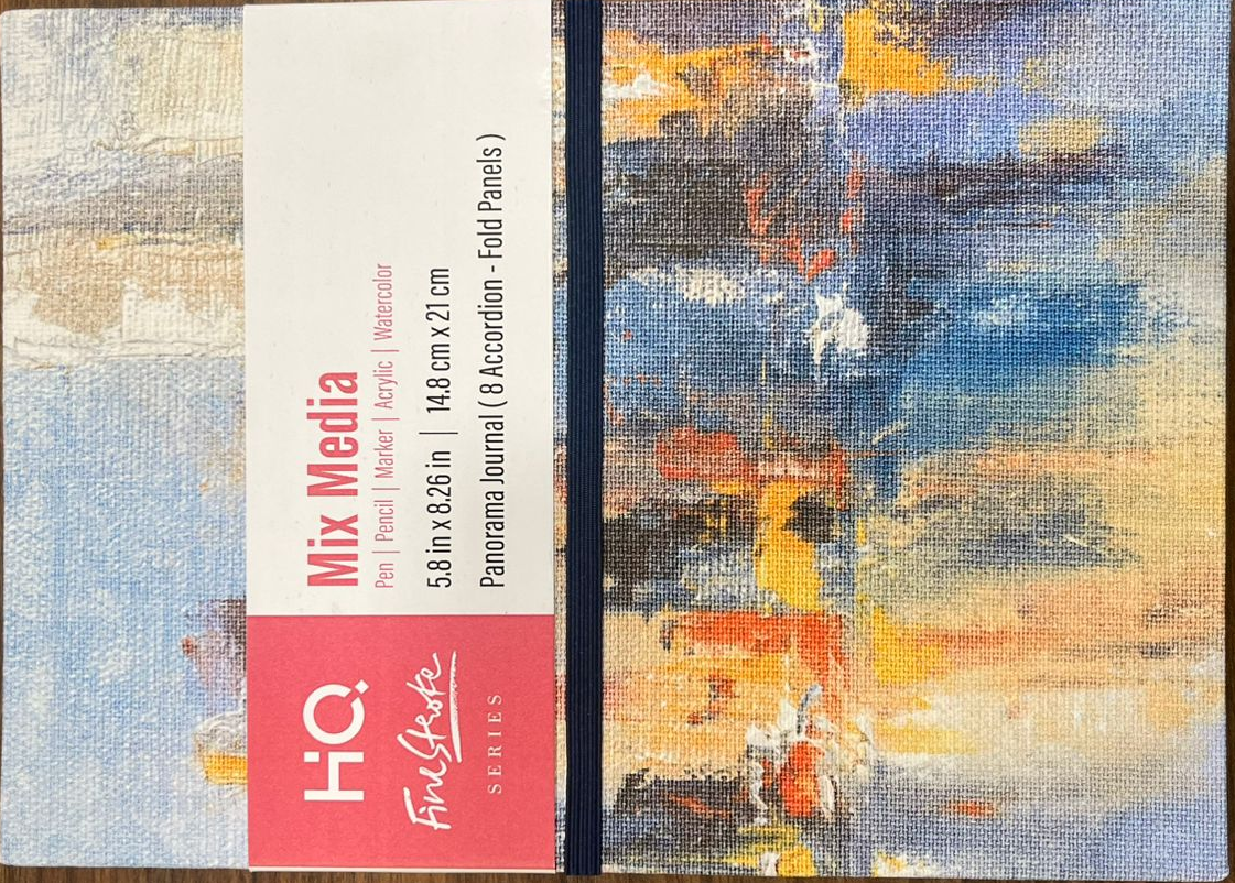 Mix Media Panorama Journal (Accordion) | Pack of 3, 5.8x8.26 Inch | Suitable for Pen, Pencil, Marker, Acrylic & Watercolor