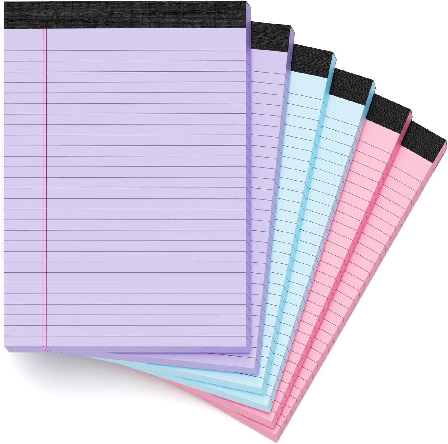 Coloured Legal Pads 5x8 Inch – Pack of 6 | 50 Sheets per Pad, Narrow Ruled Writing Pads | Assorted Bright Colors | Tear-Off Notepads for Office, School, and Home | Premium Legal Notebooks for Notes & Lists