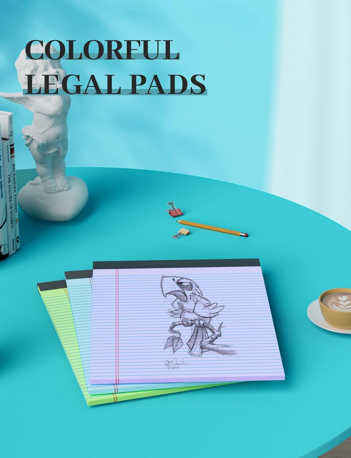 Coloured Legal Pads 5x8 Inch – Pack of 6 | 50 Sheets per Pad, Narrow Ruled Writing Pads | Assorted Bright Colors | Tear-Off Notepads for Office, School, and Home | Premium Legal Notebooks for Notes & Lists