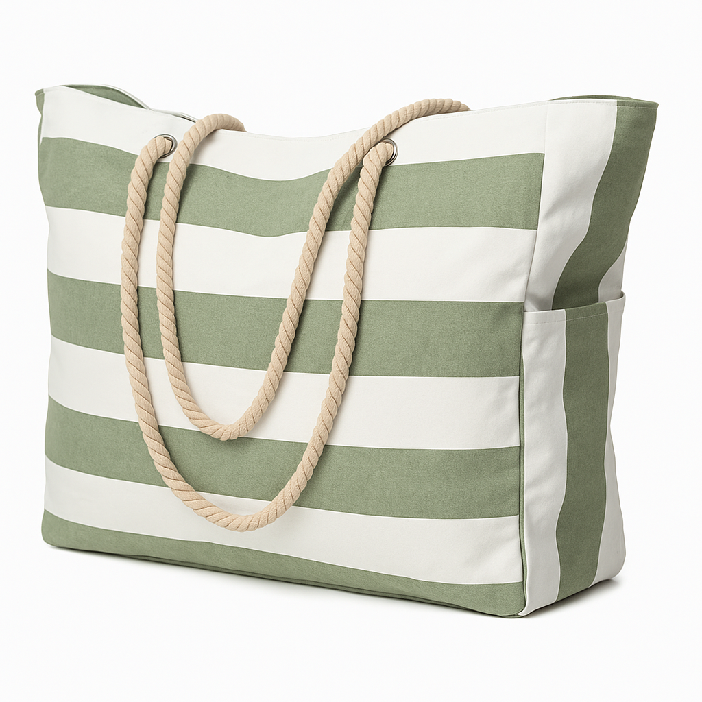 Large Beach Bag for Women | Oversized Waterproof Tote with Zipper | Travel, Pool & Vacation Bag | Lightweight Canvas Beach Tote (55 x 21 x 36.5 cm)