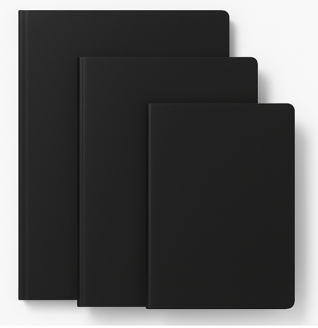 Center Stitched 3 Size Pack- Black Imported Paper | Black Imported Paper|60 each pages each |Dotted / Blank |, Round Edge