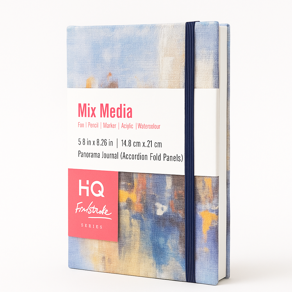 Mix Media Panorama Journal (Accordion) | Pack of 3, 5.8x8.26 Inch | Suitable for Pen, Pencil, Marker, Acrylic & Watercolor