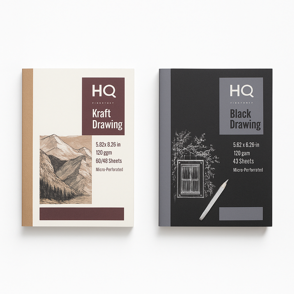 Black & Kraft Paper Book (Pack of 2) | 5.82x8.26 Inch, 64 & 48 Sheets, 120 GSM | Micro-Perforated | For Color Pencils, Pastels, Markers & Crayons