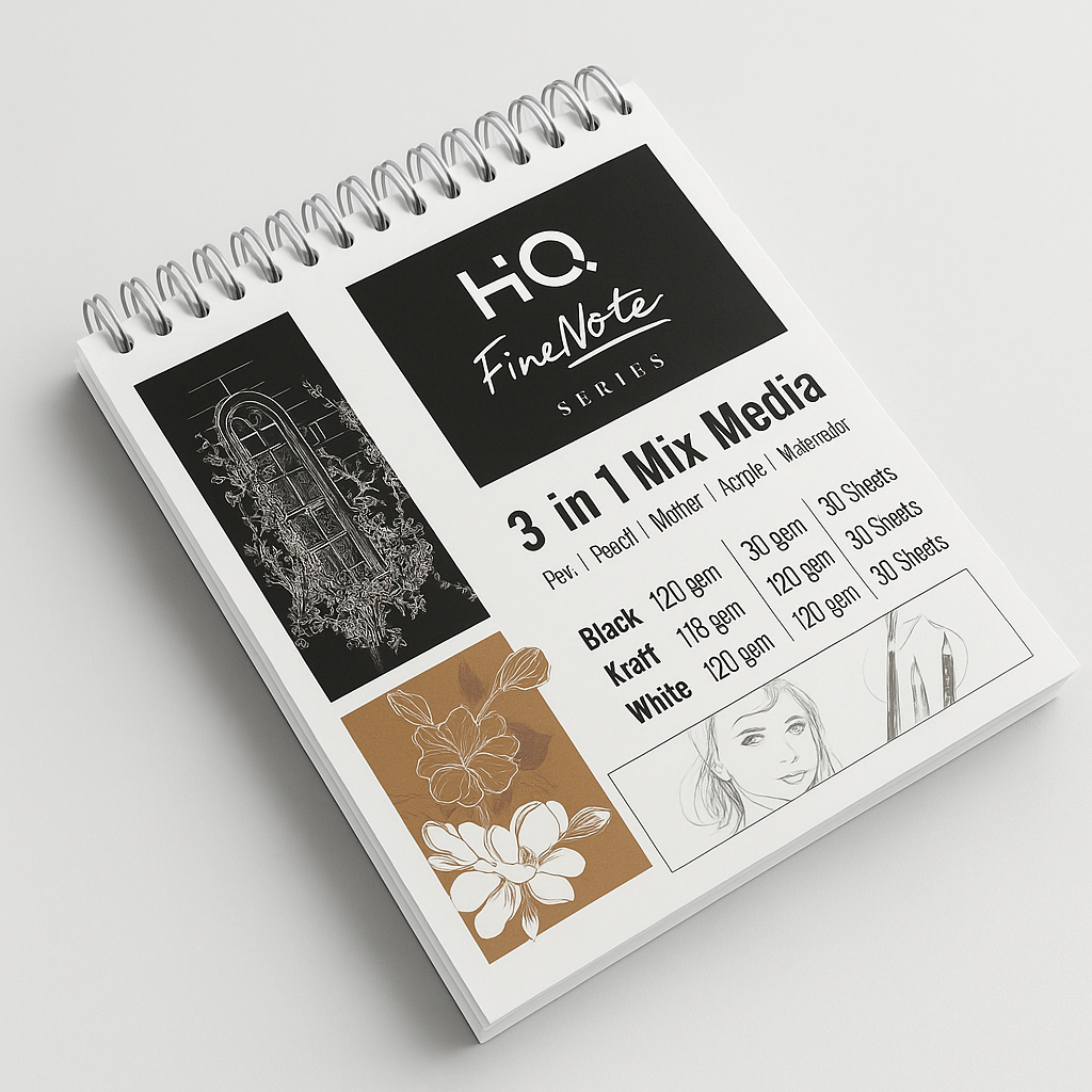 3in1 Artist Sketch Pad | 8.26x11.69 Inch, 30 Sheets, 120 GSM | Suitable for Watercolor, Acrylic, Pen, Pencil & Marker