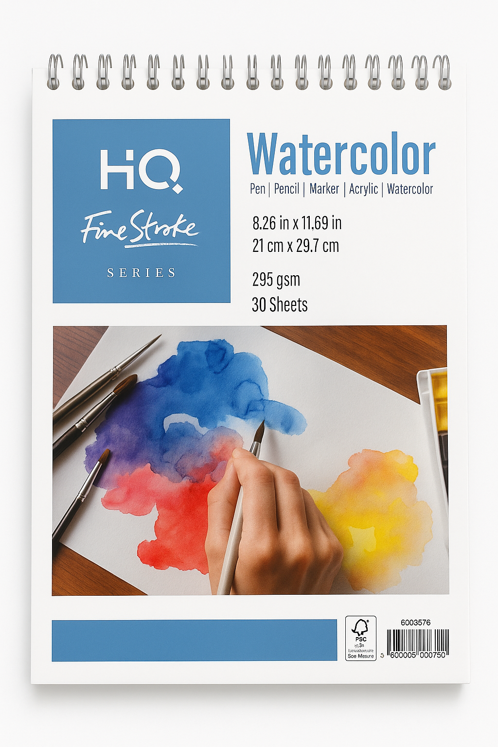 Watercolor Sketch Pad | 8.26x11.69 Inch, 30 Sheets, 295 GSM | Suitable for Pen, Pencil, Marker, Acrylic & Watercolor | Ideal for Artists & Students