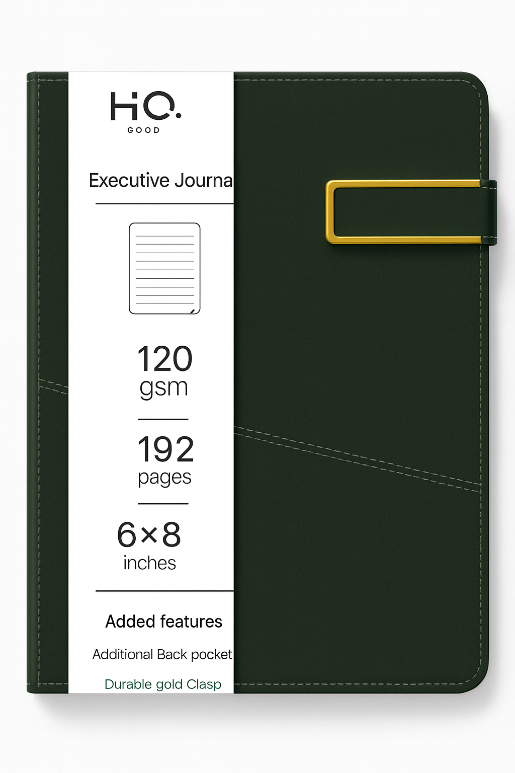 Journal with Tongue Closure –  6x8” PU Thermoplastic Notebook, 160 Lined Sheets, Rounded Edges, Includes Magnetic Closure, Back Pocket, Stickers, Stencils & Accessories
