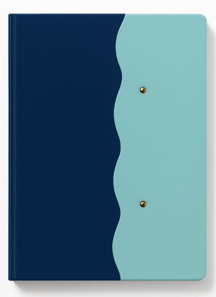 2 Tone Wave Journal (Lined) - Rivet- Aqua green and Dark aqua green | 6×8 size | 160 lined pages (120 GSM) for smooth, clean writing.