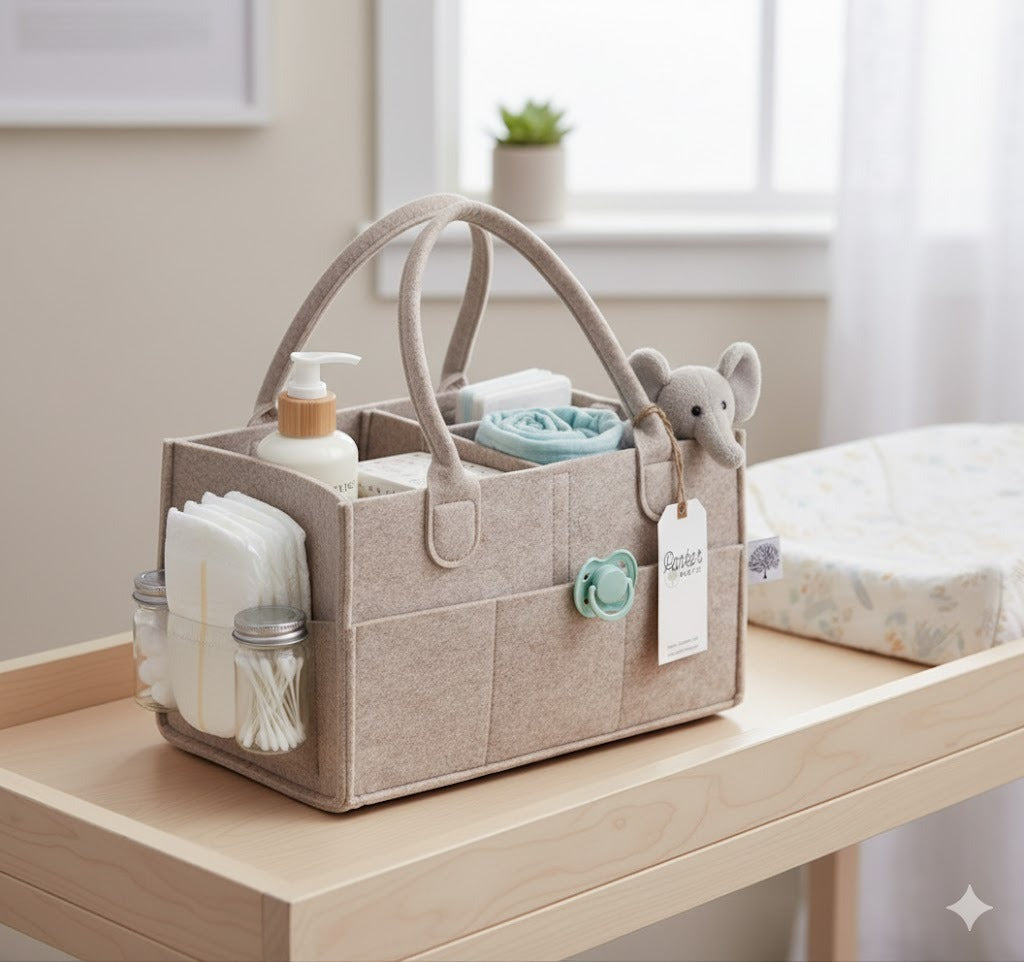 Diaper Caddy Organizer for Baby – Portable Nursery Storage Basket, Newborn Essentials Tote for Diapers, Wipes & Creams – Car/Changing Table/Stroller Use – 33.5 × 23 × 18.5 cm (13.2" × 9.1" × 7.3")