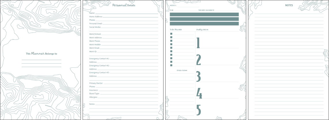 Undated Weekly Planner - 11.4x10.1” PU Thermoplastic Notebook, 100 Lined Sheets, Includes Stickers, Stencils, Manual & Silica Gel