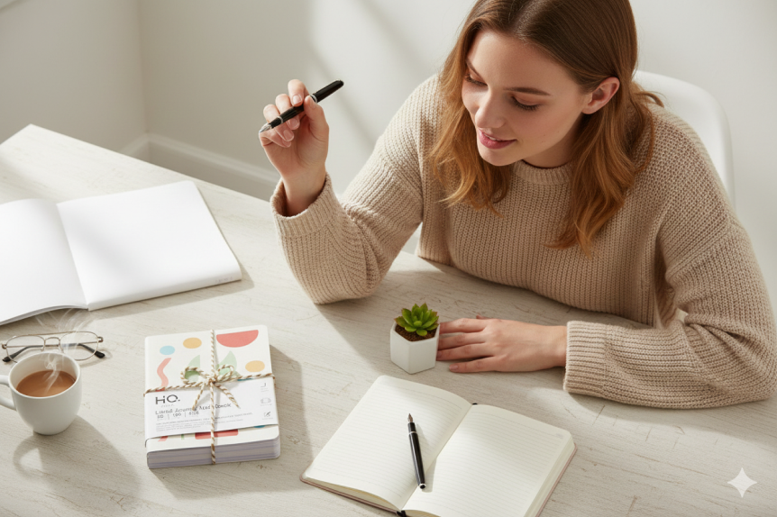 Textured Paper Journal (6-Pack) – 6x8” Paper-Covered Notebook, 60 Lined Sheets,  Design with Rounded Edges, Includes Stickers & Stencils