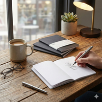 Center Stitched 3 Size Pack- Black Imported Paper | Black Imported Paper|60 each pages each |Dotted / Blank |, Round Edge