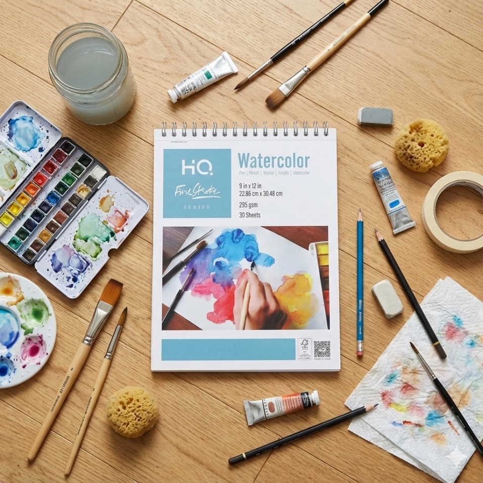 Watercolor Sketch Pad | 8.26x11.69 Inch, 30 Sheets, 295 GSM | Suitable for Pen, Pencil, Marker, Acrylic & Watercolor | Ideal for Artists & Students