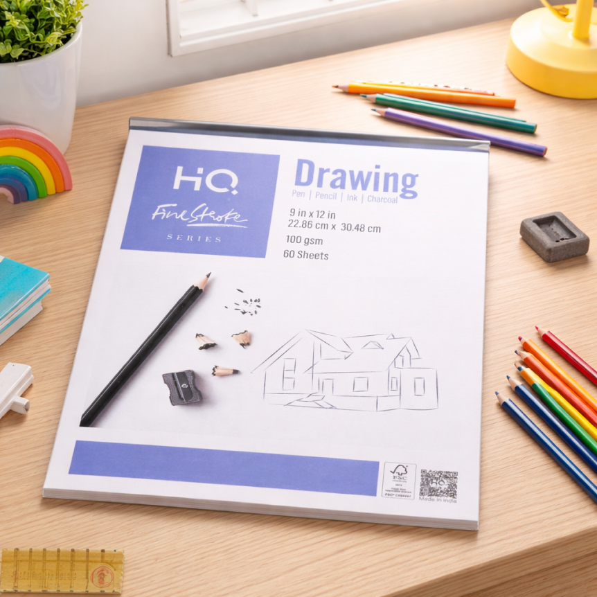 Drawing Sketch Pad | 8.26x11.69 Inch, 60 Sheets, 100 GSM | Suitable for Pen, Pencil, Ink & Charcoal | Ideal for Artists & Students