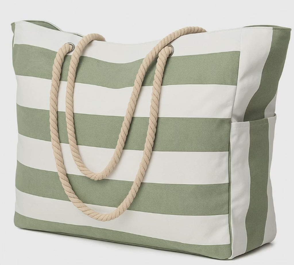 Large Beach Bag for Women | Oversized Waterproof Tote with Zipper | Travel, Pool & Vacation Bag | Lightweight Canvas Beach Tote (55 x 21 x 36.5 cm)